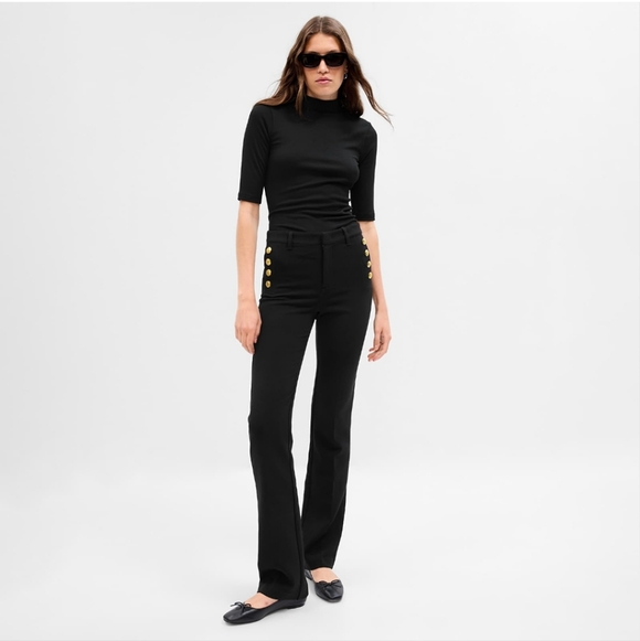 GAP Pants - GAP Women's Trouser Boot Cut Dress Pants Sailor Captain Gold Button Size 8